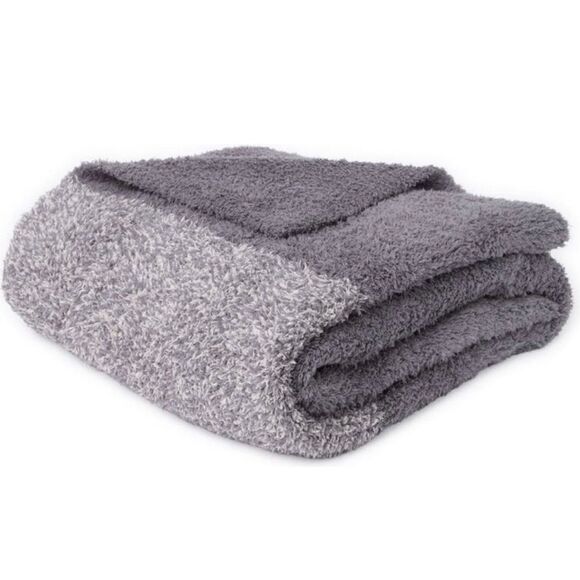 BAREFOOT DREAMS NWT Luxe Heathered Striped Blanket *Graphite/Stone - Picture 1 of 2